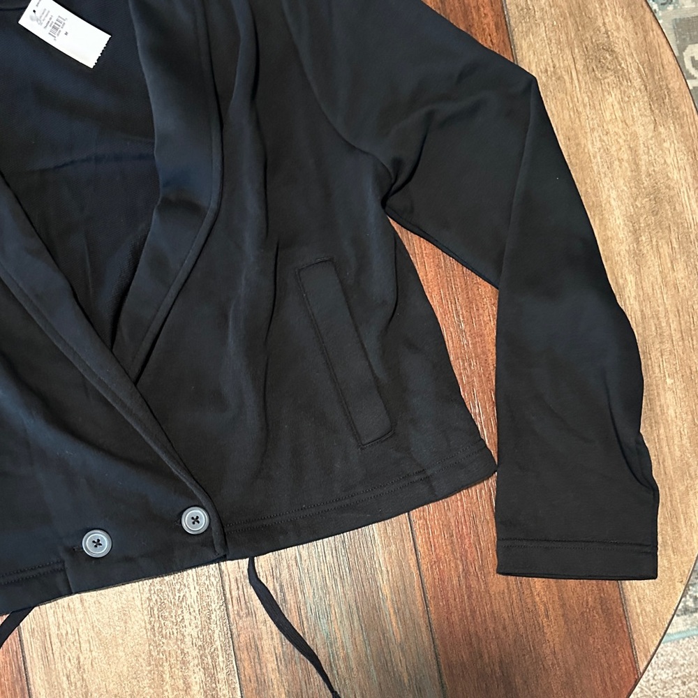 Banana Republic Black Knit Blazer Jacket Women’s‎ Medium NWT Cotton Blend Crop - Picture 5 of 7